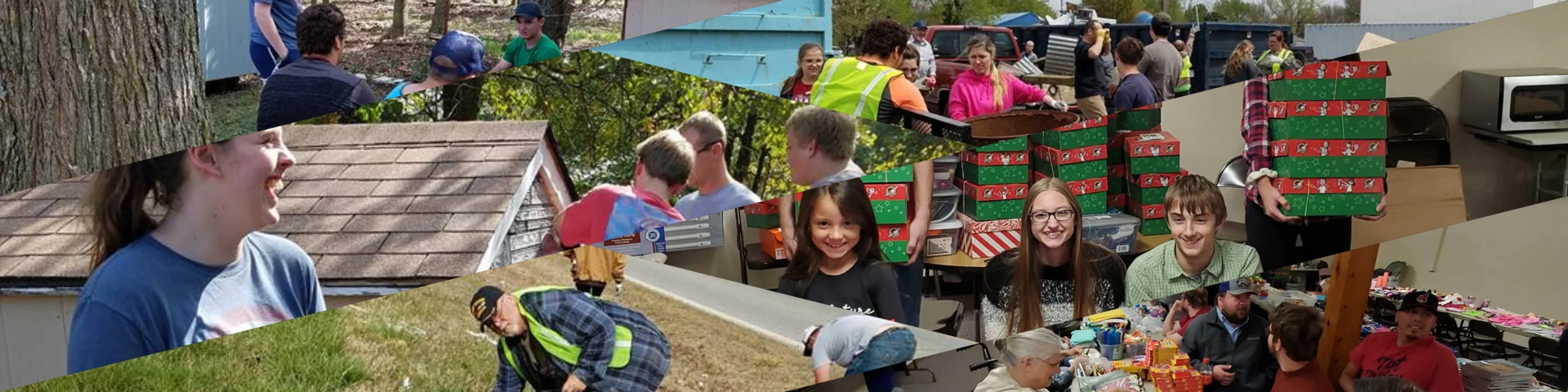 Collage of community outreach events of first baptist church in Colcord, OK